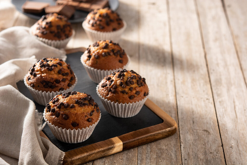 Muffins au chocolat, caramel et palet breton